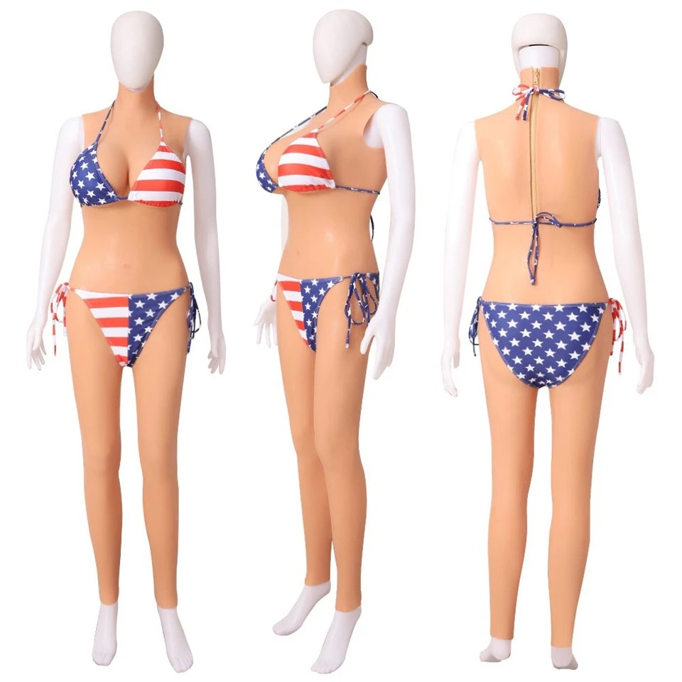 Realistic Silicone Breast Forms Bodysuit  Fake Boobs Vagina for Crossdressers-Male to Female Shemale Cosplay